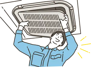 業務用エアコンの作業イラスト